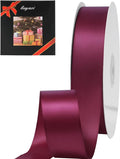 LIUYAXI Burgundy Stain Ribbon, 1" X Continuous 50 Yards, Double Faced Fabric Ribbon Perfect for Gift Wrapping Wedding Birthday Party Chair Sash Christmas Hair Floral Craft Sewing