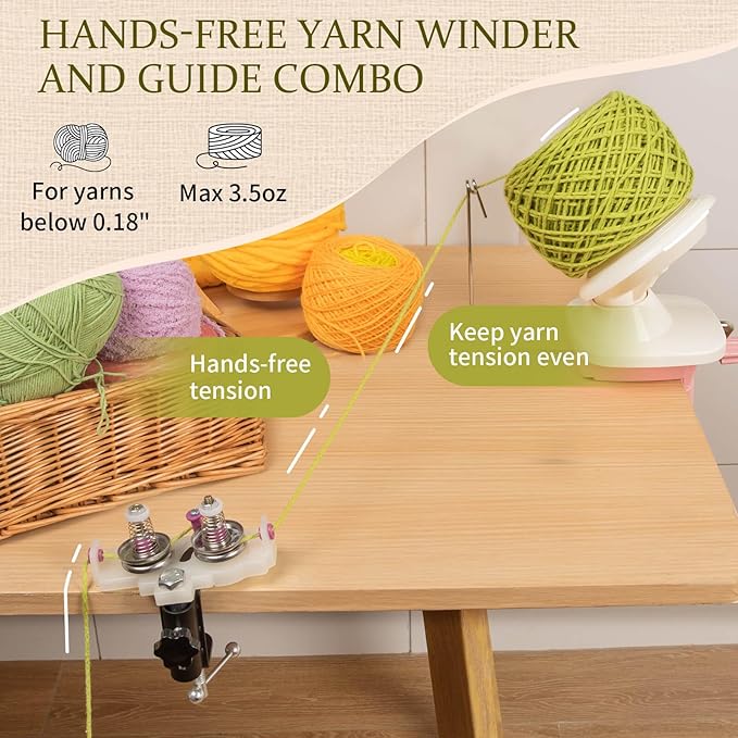 SPEENSUN Yarn Winder, Yarn Winder for Crocheting, 3.5 OZ Easy-to-Install and Efficiently Yarn Ball Winder with Twist Winder Thread Guide for Yarns Below 0.18 Inch,for Crochet and Knitting Lover