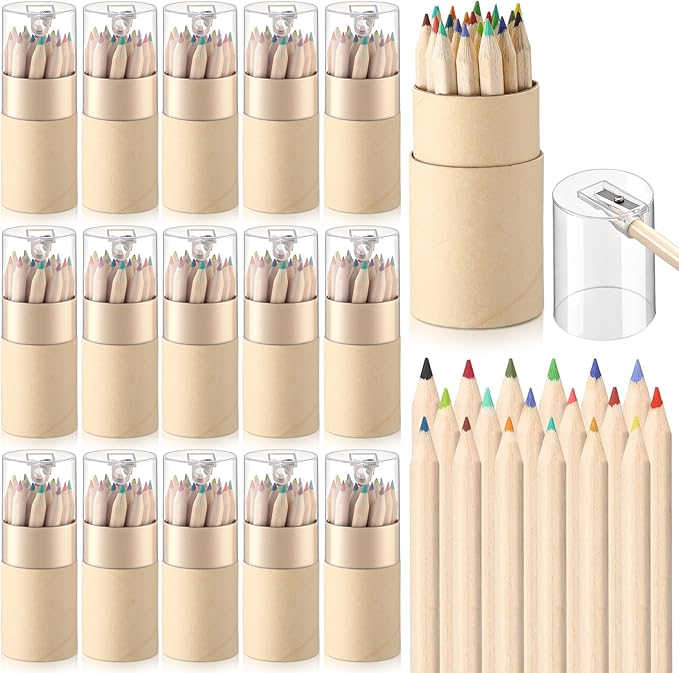 432 Pieces 18 Color Mini Drawing Colored Pencils with Sharpener Portable Color Pencils Set 3.35 Inch in Tube Drawing Pencil Bulk for Coloring Sketching Painting Supplies