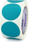 ChromaLabel 2 Inch Round Label Permanent Color Code Dot Stickers, 500 Labels per Roll, Teal