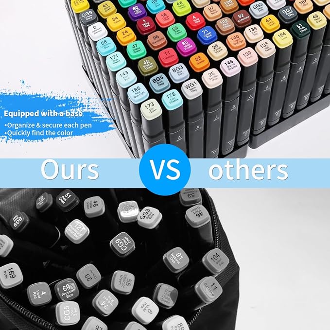 Alcohol Art Markers, 24 Colors Fine & Chisel Dual Tip Marker Set with Case, Permanent Art Markers for Adults Sketching Painting Drawing and Coloring