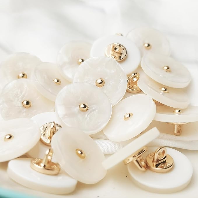 20PCS White Metal Shank Buttons, Sewing Button,Suitable for Women's Cardigans/Outerwear/Suit Decoration Buttons or Handmade DIY Projects (18mm)