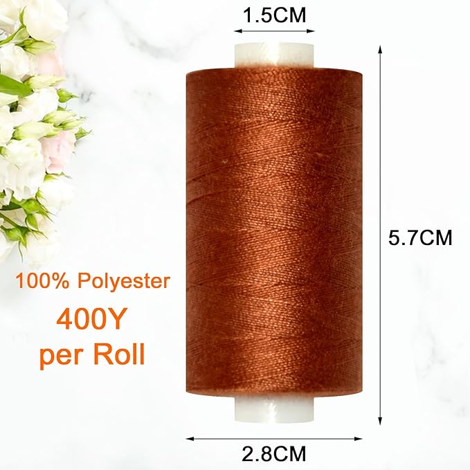 All Purpose Sewing Thread-2 Spools of Hand Polyester Sewing Thread for Sewing Machine for Hand and Machine Sewing(Copper, 2 spools)