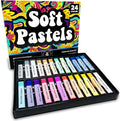 HIPPIE CRAFTER Art Supplies Set of 24 Soft Chalk Pastels, Non-Toxic, Oil-Free, Assorted Colors, Blendable, for Adults, Includes Storage Case