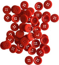 100 pcs 30L Red Sewing Buttons 3/4" (19mm) Round 4-Hole Round Plastic Glossy Buttons 0.75 inch Plain Bulk Button for Firefighter Uniform Clothes Workwear School Outfits Aprons Pants Bags Crafts DIY