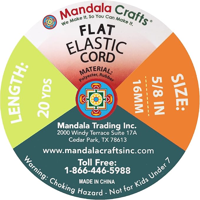 Mandala Crafts 16mm 20 Yds Roll of Red Elastic Bands for Sewing - 5/8 Flat Elastics Cord - 5 8 Inch Braided Stretch Straps for Crafting
