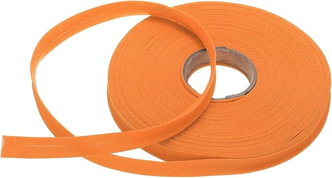 MECCANIXITY 1/2 Inch Single Fold Bias Tape Polyester Continuous Bulk Bias Tape for Sewing,Seaming Quilting Hemming Binding Crafts (Orange 25 Yards)