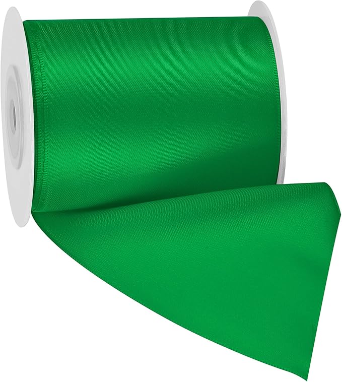 LIUYAXI Green Double Face Satin Ribbon,3" X Continuous 10 Yards,Ribbons Perfect for Chair Sash Wedding Bouquet Sewing Party Decoration Bows Making