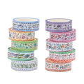 Washi Tape Set 10 Rolls, Embroidery Patterns Decorative Paper Sticker for Planner Scrapbook Journal DIY Arts Craft