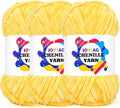 Velvet Chenille Yarn for Crocheting & Knitting - Soft, Fluffy, Thick Bulky Chunky Yellow Velvet Yarn - 3 * 100g