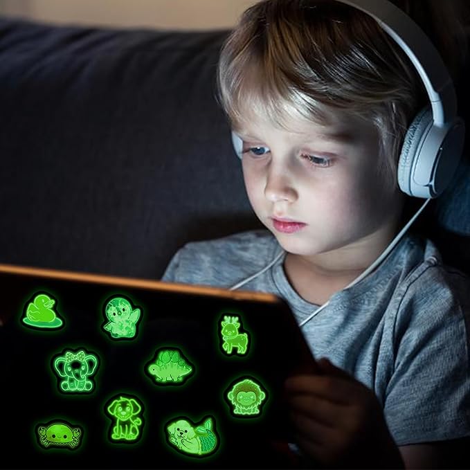 70 Pcs Cartoon Animal Water Bottle Stickers for Kids, Glow in The Dark Cute Neon Vinyl Laptop Decals, Teens Girls Boys Adults Phone Case Skateboard Luggage Decor