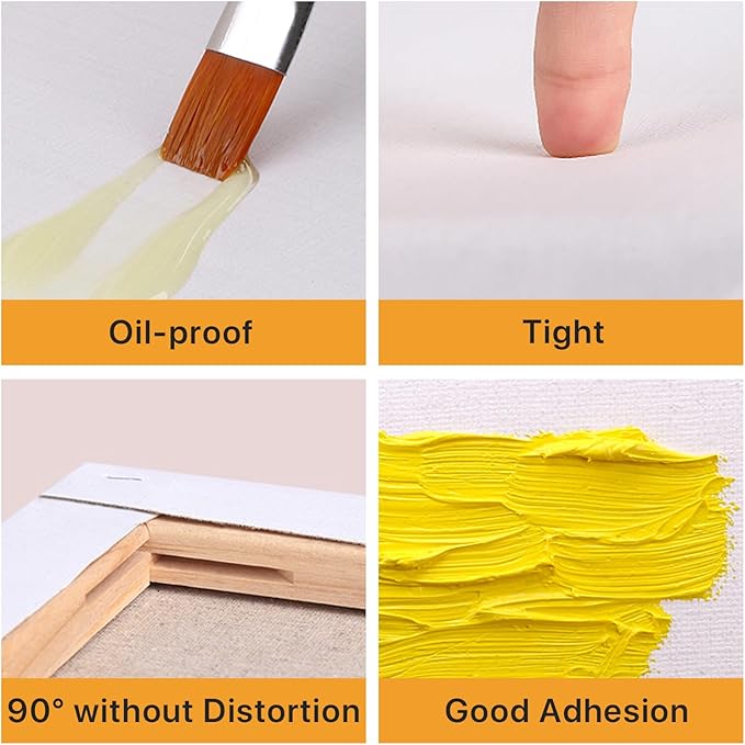 CONDA Mini Stretched Canvas for Painting, 3x3 Inch 24 Packs of Small Canvases for Kids and Art Supplies, 100% Cotton Primed Canvas, 2/5 Inch Profile Value Bulk Pack for Acrylics, Oils Painting