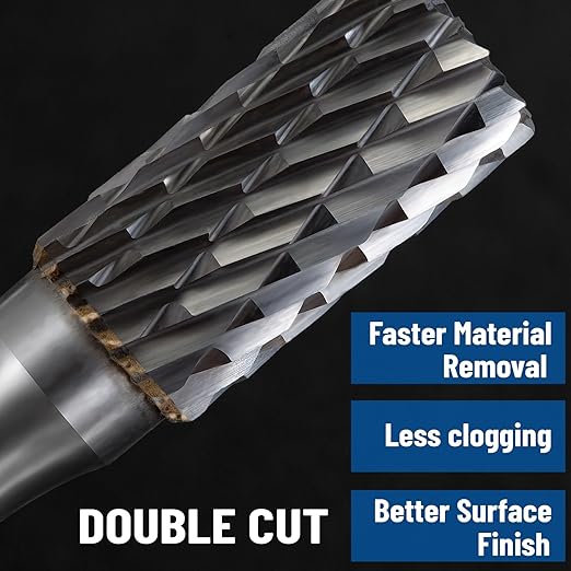 10Pcs Carbide Burr Set 1/4" Shank Die Grinder Bits Double Cut Carbide Rotary Burr Set Rotary Tool Accessories for Metal Wood Stone Steel Grinding Deburring Cutting Carving Engraving Drilling Porting