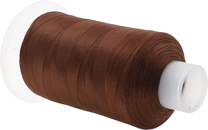 Mandala Crafts Brown Heavy Duty Thread - 1500 Yds Tex 90 Bonded Polyester Threads for Sewing Drapery, Jeans, Leather, Hair, Outdoor Marine Upholstery