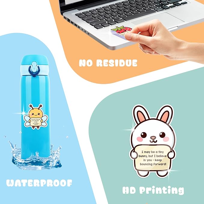 200PCS Emotional Support Animal Stickers – Affirmation Sticker Pack for Adults or Kids Cute Inspirational Buddies for Water Bottles, Laptops, Phones, Positive Quote Vinyl