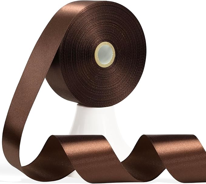 60 Yards Brown Ribbon 1-1/2 Inch, Solid Brown Satin Ribbon for Gift Wrapping, Crafts, Flower Bouquet, Wedding, Baby Shower, Festival, Christmas, Halloween