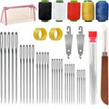 42 PCS Sewing Tool Set, Big Eye Steel Sewing Needles Kit with Storage Box, Portable DIY Embroidery Thread Kit
