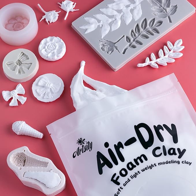 White Air Dry Foam Clay Bulk Pack - Squishy, Soft Clay for Slime, Cosplay, Modeling, Molding, Sculpting, Arts & Crafts Projects - No-Bake Craft Clay in a Standup Zip Bag - Pack of 2 (1.1 Pounds Each)