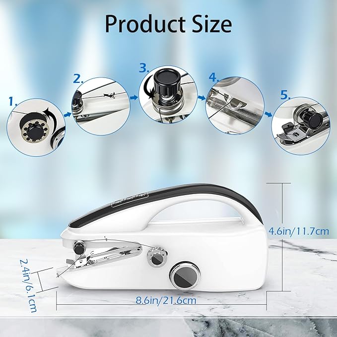 Handheld Sewing Machine, Mini Electric Handy Sewing Machine Quick Portable Mending Machine Easy Sewing of Clothes and Fabrics for Beginners Sewing Curtain DIY Clothes Home Travel Use