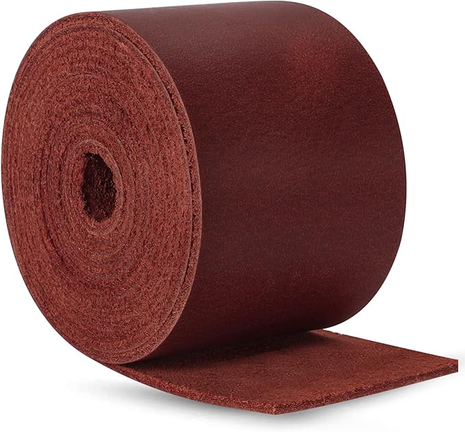 Ringsun 2 Inches Wide Flat Leather Straps for Crafts, Full Grain Leather Strips for Crafts, Tooling (2mm Thick 72.5 Inches Long Red)