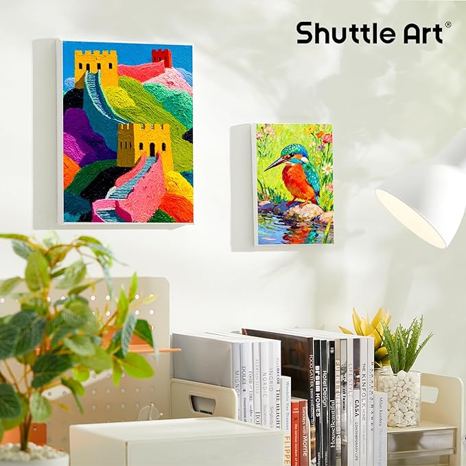Shuttle Art Canvas for Painting, 20-Piece Multi-Pack 5x7 & 8x10 Inch Stretched Canvas, 100% Cotton, Primed White Blank Canvases, Ideal Art Supplies for Kids Acrylic Oil Acrylic Pouring