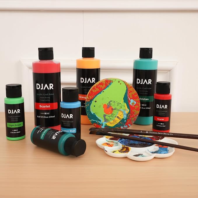 DJAR Acrylic Paint Set, 36 Colors 2 fl oz/60ml Bottles, Art Supplies for Painting Canvas, Glass, Egg, Wood