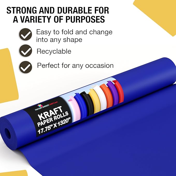 Crown Display Dark Blue Kraft Paper Roll - 17.75" X 1320" (110' Ft) - Shipping & Packing Paper - Craft Supplies