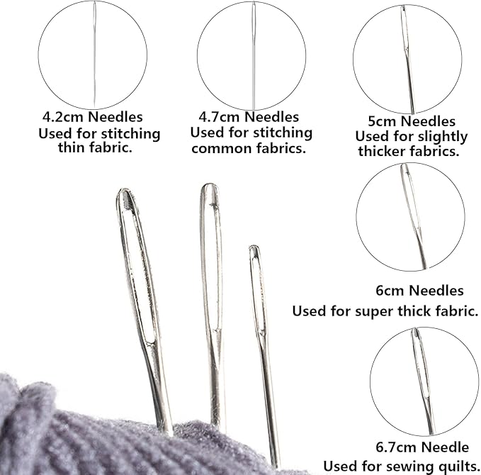 66PCS Big Eye Stainless Steel Sewing Needles Kit 5 Sizes Embroidery Needle and Thread Kit for Hand Sewing Kits with Threads,Bobbins,Thread Ripper,Threaders Accessories for Beginner Crafts Quilting