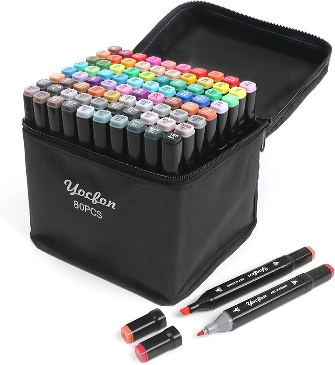 80 Colors Alcohol Markers, Dual Tips Drawing Markers, Set For Adults Coloring Sketch Illustration, Chisel & Fine