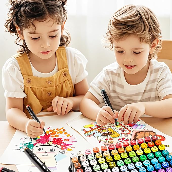 100 Colors Alcohol Markers Set, Dual Tips Blender Art Markers for Drawing, Permanent Sketch Marker for Kids adult coloring, Alcohol Based Marker, Adults Coloring and Artist Illustration.