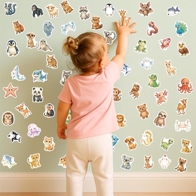 300 Pcs Cute Animal Stickers for Kids Water Bottle Teaching Reward Laptop Phone Case Scraobooking Kindle Suitcase Stationery Diary Notebook Craft, Waterproof Vinyl Stickers