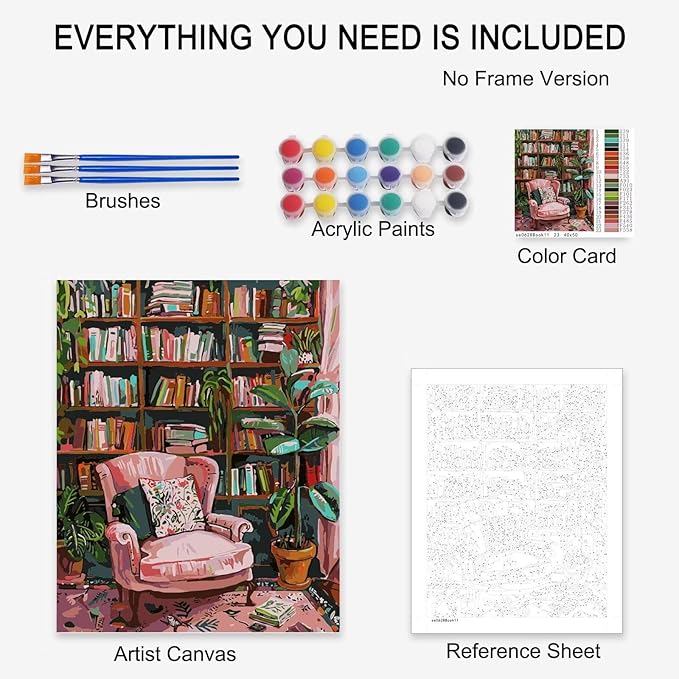 Paint by Numbers Kits for Adults Rustic Style DIY Oil Painting Kits on Canvas with Paint Brushes and Acrylic Pigment Wheat Oil Lamps Watercolor Paint Home Wall Decor Artwork 16x20 Inch (Frameless)