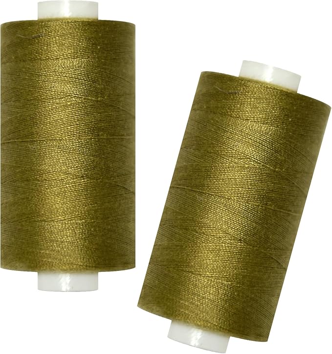 All Purpose Sewing Thread-2 Spools of Hand Polyester Sewing Thread for Sewing Machine for Hand and Machine Sewing(Medium Khaki Green, 2 spools)