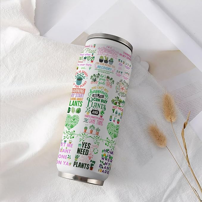 Plant Lover Gifts For Women Garden Stainless Steel Insulated Tumbler With Straw Lid,Funny Gardening Gift For Women,Plantaholic,Plant Lady,Gardeners Tumbler Gifts 17 Oz