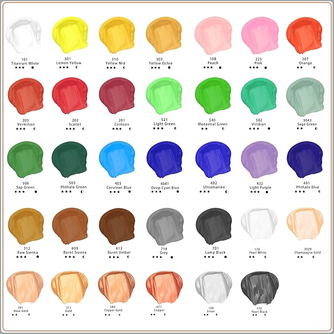 Artecho Yellow Acrylic Paint, Yellow Ochre Paint (120ml / 4.05oz) Tubes, Art Craft Paints for Canvas, Rock, Stone, Wood, Fabric, Art Supplies