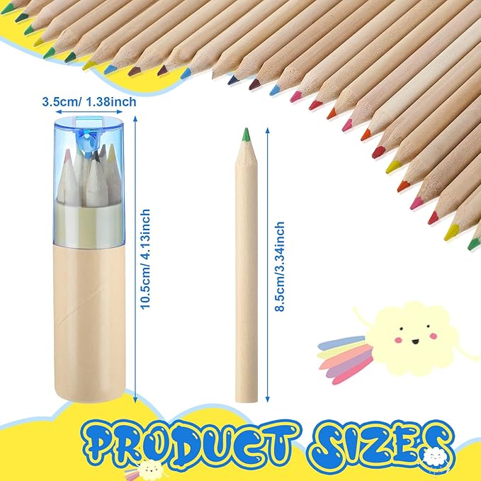 Kosiz 48 Packs Mini Drawing Colored Pencils Bulk with Sharpener Portable Color Pencils in Tube Gift for Artists Writing Sketching Painting Classroom School Supplies(6 Color)