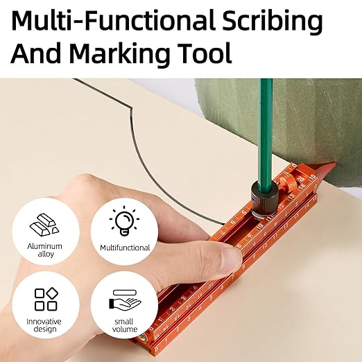 Imbot Magnetic 4-Sided Laser Scale Scribing Tool-Leveling Ruler with Magnetic Base-Multi-Purpose Woodworking Marking Tool for DIY, Woodworking, Carpentry, Furniture Making and Construction