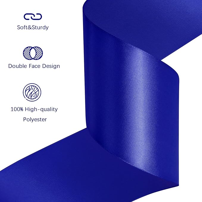 Cobalt Blue Satin Ribbon 3 inch X 15 Yards Polyester Ribbon for Gift Wrapping Very Suitable for Weddings Party Hair Bow Invitation Decorations and More