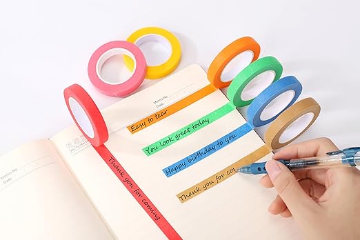 Colored Masking Tape 12PCS-Painters Tape, 12 Color Tape Rolls,Colored Painters Tape Perfect for Kids Art Supplies, Crafting, Labeling, DIY Projects, Easy Tear & Removable Adhesive (0.4in*39Ft)