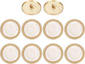 MECCANIXITY Metal Vintage Gold Button 25mm Round Metal Sewing Button Alloy Shank Replacement for Women's Suit Woolen Coat Shirt Dress Sewing White Pack of 10