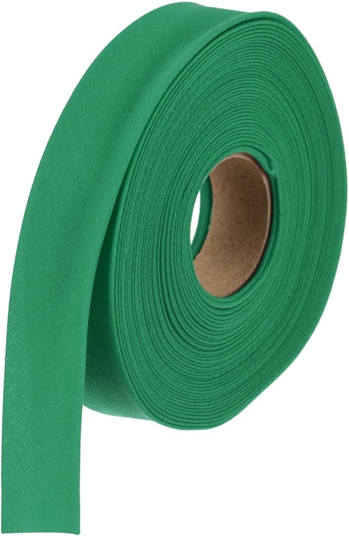 MECCANIXITY 1 Inch Double Fold Bias Tape Polyester Continuous Bulk Bias Tape for Sewing,Seaming Quilting Hemming Binding Crafts (Green 10 Yards)