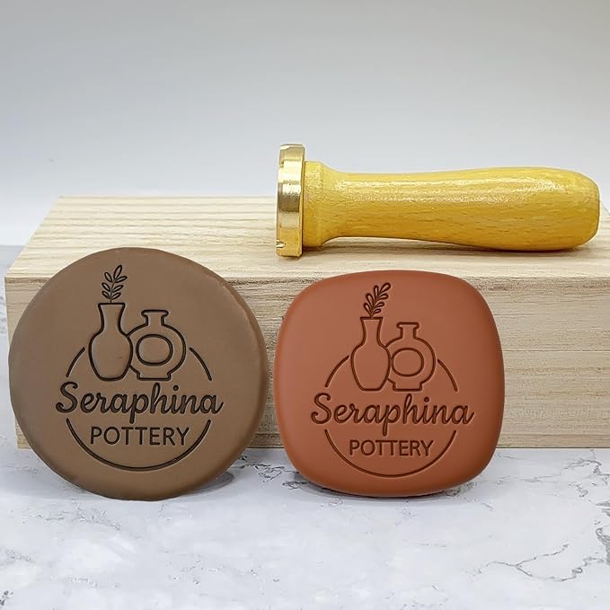 HDSD Personalized Pottery Clay Stamp Custom with Your Logo Create Unique Imprints Must Have Tool Gift for Ceramists