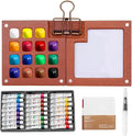 Mini Watercolor Paint Set, Tiny Mini Paint Palette Travel Kit, Portable Pocket Artist Water Color Travel Set with 24 Colours, Sketchbook, Watercolor Pen, 15 Grid Paint Box For Painters and Artists