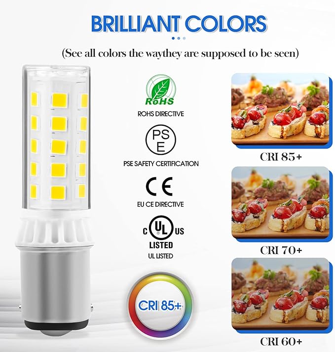 LED Sewing Machine Bulb Push-in Type – Bayonet Socket Fits Janome Kenmore Singer – Featherweights 221-222+ Standard Push-in Turn & with a 9/16" Base 110volt-130volt – 2Pcs, Cool White