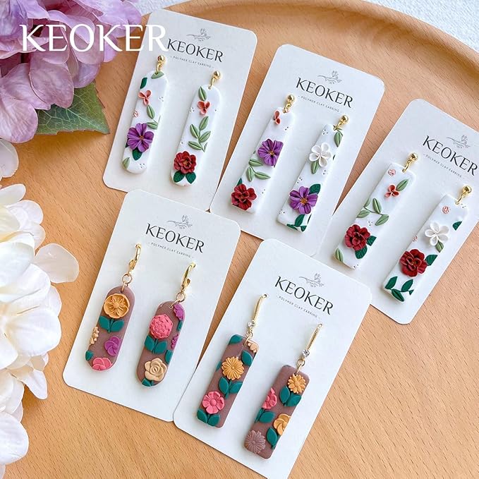 Keoker Long Dangle Shape Polymer Clay Cutters, Long Rectangle Clay Earrings Cutters, Basic Clay Cutters (10PCS All)