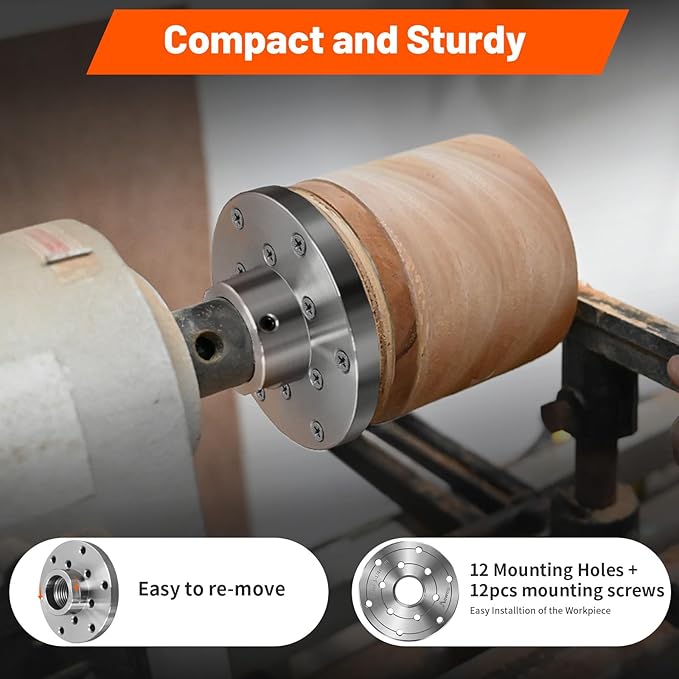 4" Wood Lathe Steel Faceplate,Faceplate for Wood Lathe,Lathe Face Plate Fit for 1-1/4" x 8TPI Spindle