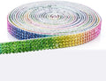Novani Self Adhesive Rhinestone Ribbon, 0.35 Inch Wide 3 Yards 1 Roll, Rainbow Crystal Diamond Bling Strips for DIY Crafts,Home Decor,Glitter Glass Rhinestones Tape for Crafting,Car Decoration
