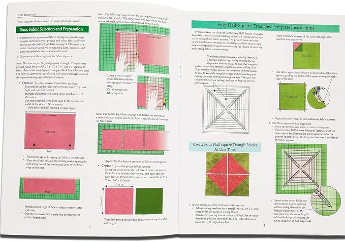 YICBOR Easy Half-Square Triangles Quilting Rulers and Template