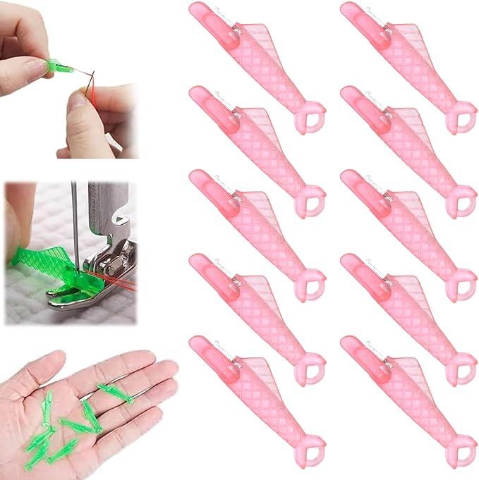 10 Pcs Fish Mouth Sewing Machine Needle Threader,2024 New Upgraded Automatic Sewing Needle Threader,Simple Needle Threader Tool,Quick Sewing Machine Cycle Simple Needle Threader Tool (Pink)