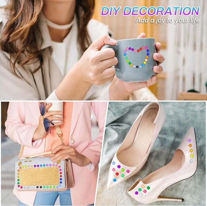 2800 Pcs Self Adhesive face Rhinestones gems Stickers in 20 Colors, 6 Sizes Stick on Jewels for Body, Face, Hair and Craft DIY Decorations(3/4/5/6/8/10mm)